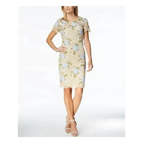 Calvin Klein | Dresses | Calvin Klein Floral Lace Sheath Size 2 Embroidered Beige Short Sleeve Cocktail | Poshmark Calvin Klein | Dresses | Calvin Klein Floral Lace Sheath Size 2 Embroidered Beige Short Sleeve Cocktail | Poshmark
